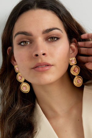 Boucles D'oreilles Géométriques Avec Pierres h5 Image2