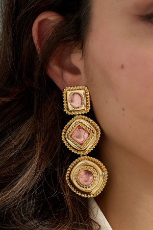 Boucles D'oreilles Géométriques Avec Pierres h5 Image3