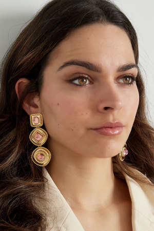 Boucles D'oreilles Géométriques Avec Pierres h5 Image4
