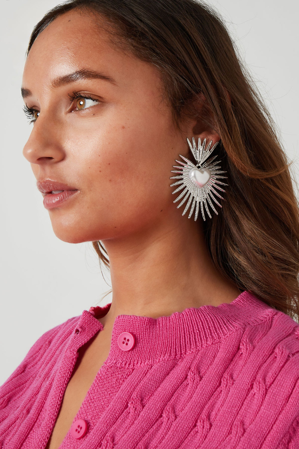 Boucle D'oreille Classique Avec Coeur En Perles Image4