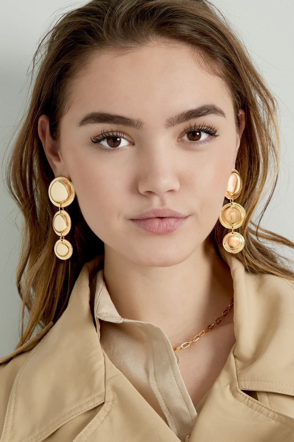 Boucles D'oreilles Trois Points - Doré h5Image2