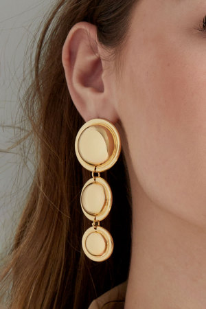 Boucles D'oreilles Trois Points - Doré h5 Image3