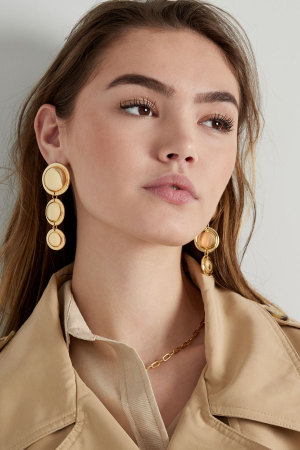 Boucles D'oreilles Trois Points - Doré h5 Image4