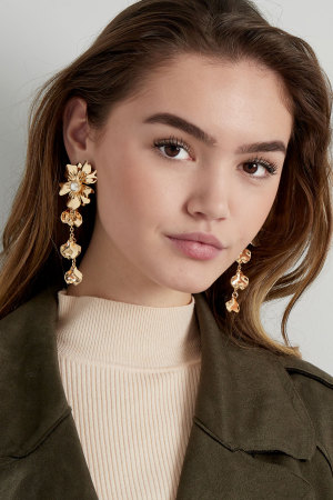 Boucles D'oreilles Fleur Avec Perle - Doré h5 Image2