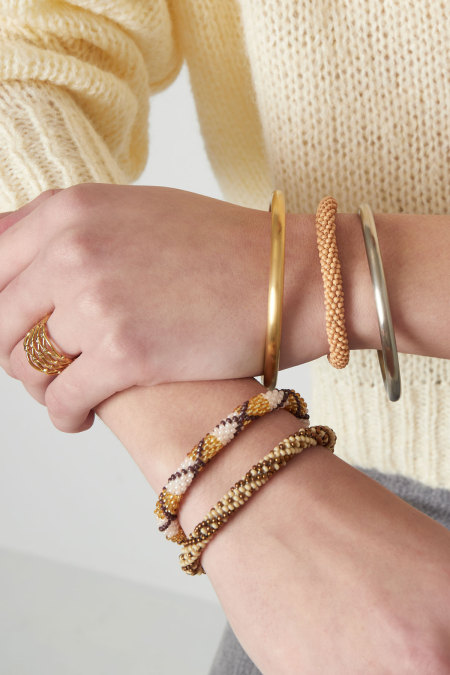 Figurine bracelet en perles - doré/marron 2