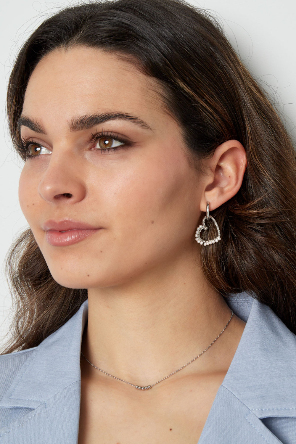 Boucle D'oreille Coeur Avec Perles - Doré h5Image2