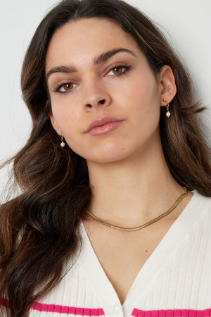 Boucles D'oreilles Breloque Trèfle Et Perle - Dorées h5 Image2