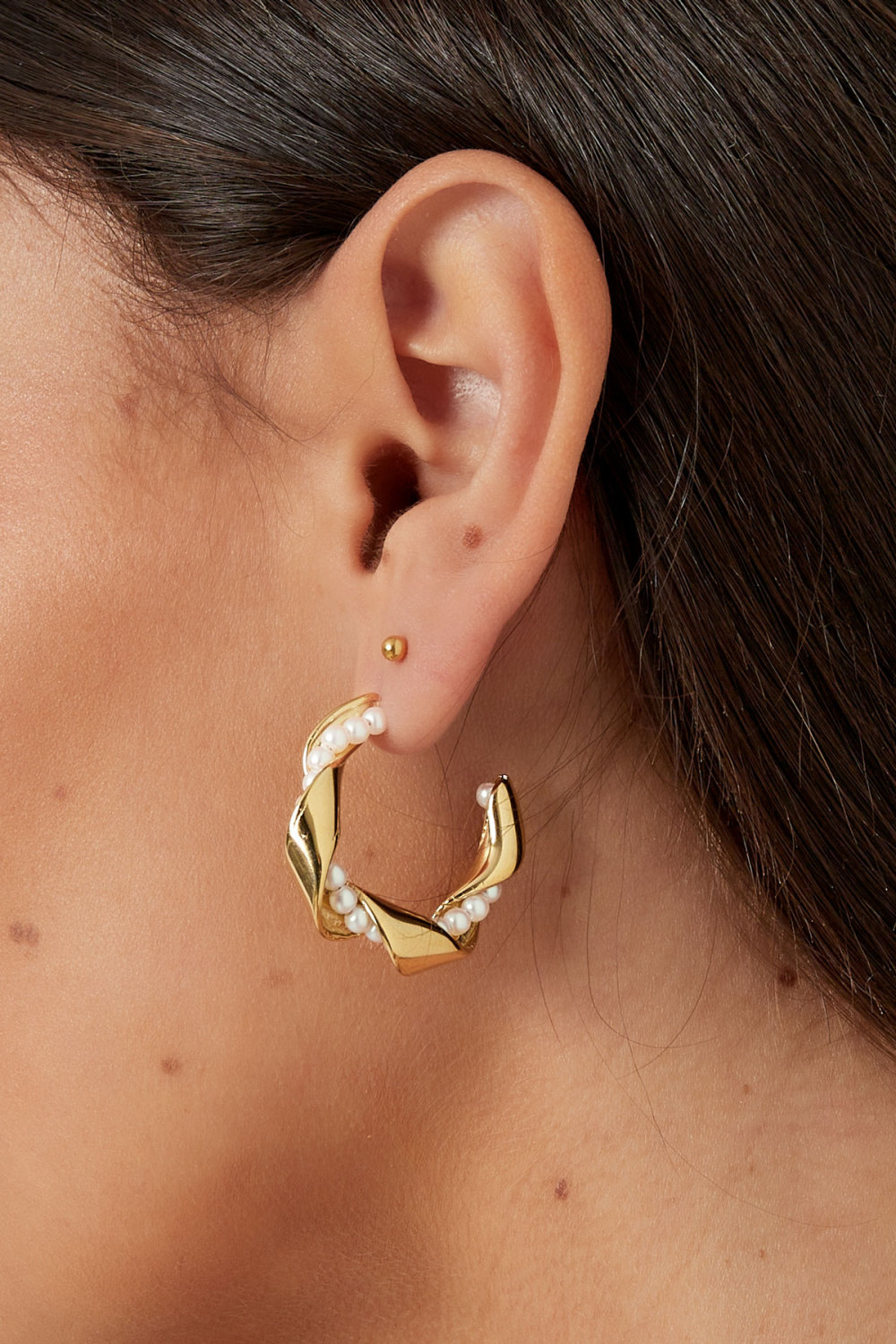 Boucles D'oreilles Perles Torsadées - Doré Image3