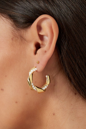 Boucles D'oreilles Perles Torsadées - Doré h5 Image3