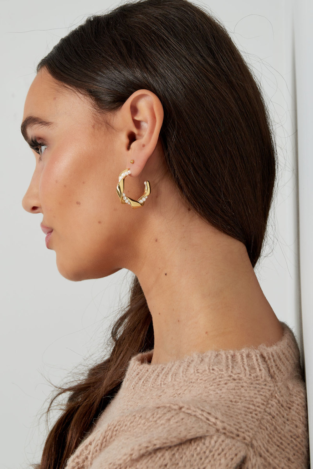 Boucles D'oreilles Perles Torsadées - Doré Image4