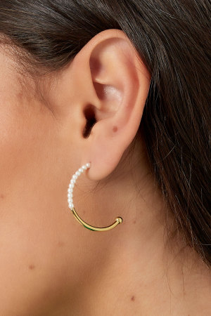 Boucles D'oreilles Rondes Demi Perle - Dorées h5 Image3
