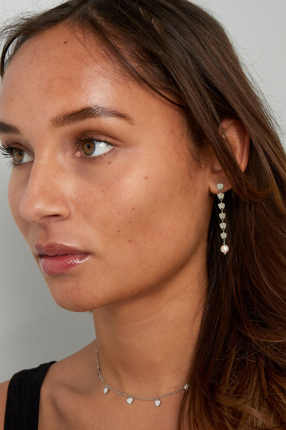 Boucle D'oreille Avec Pendentif Coeur Et Perle - Doré Image2