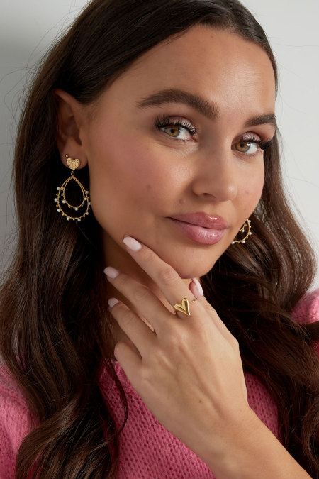 boucles d'oreilles coeur goutte et perles 2