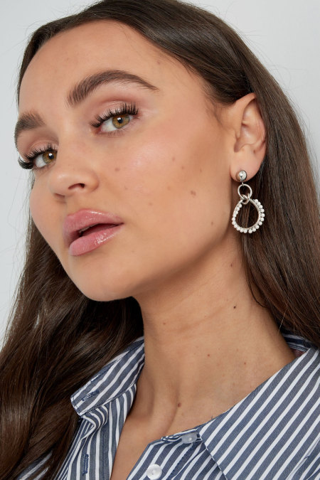 boucles d'oreilles triple rondes avec perles 2