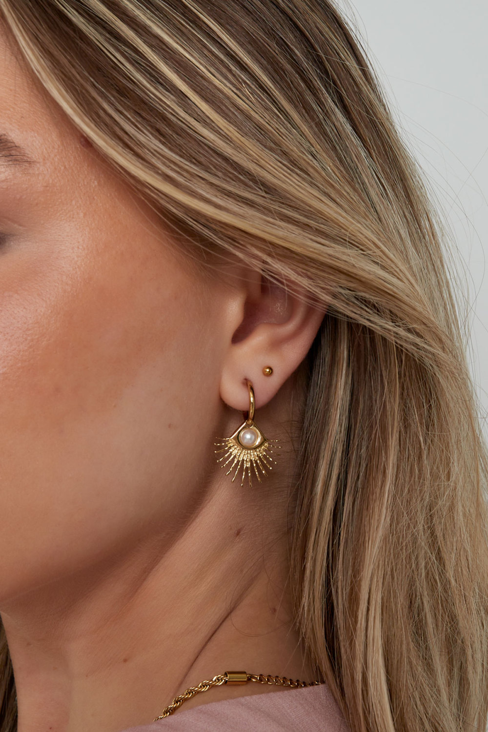Boucles D'oreilles Oeil De Perle - Doré Image3