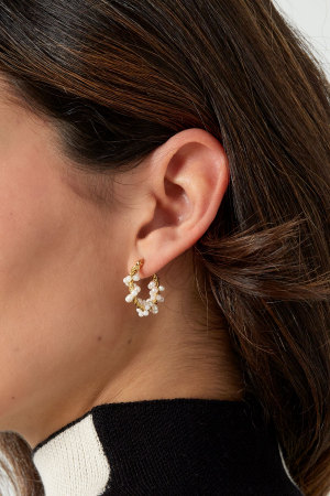 Boucle D'oreille Corde Torsadée Avec Perles - Doré h5 Image3
