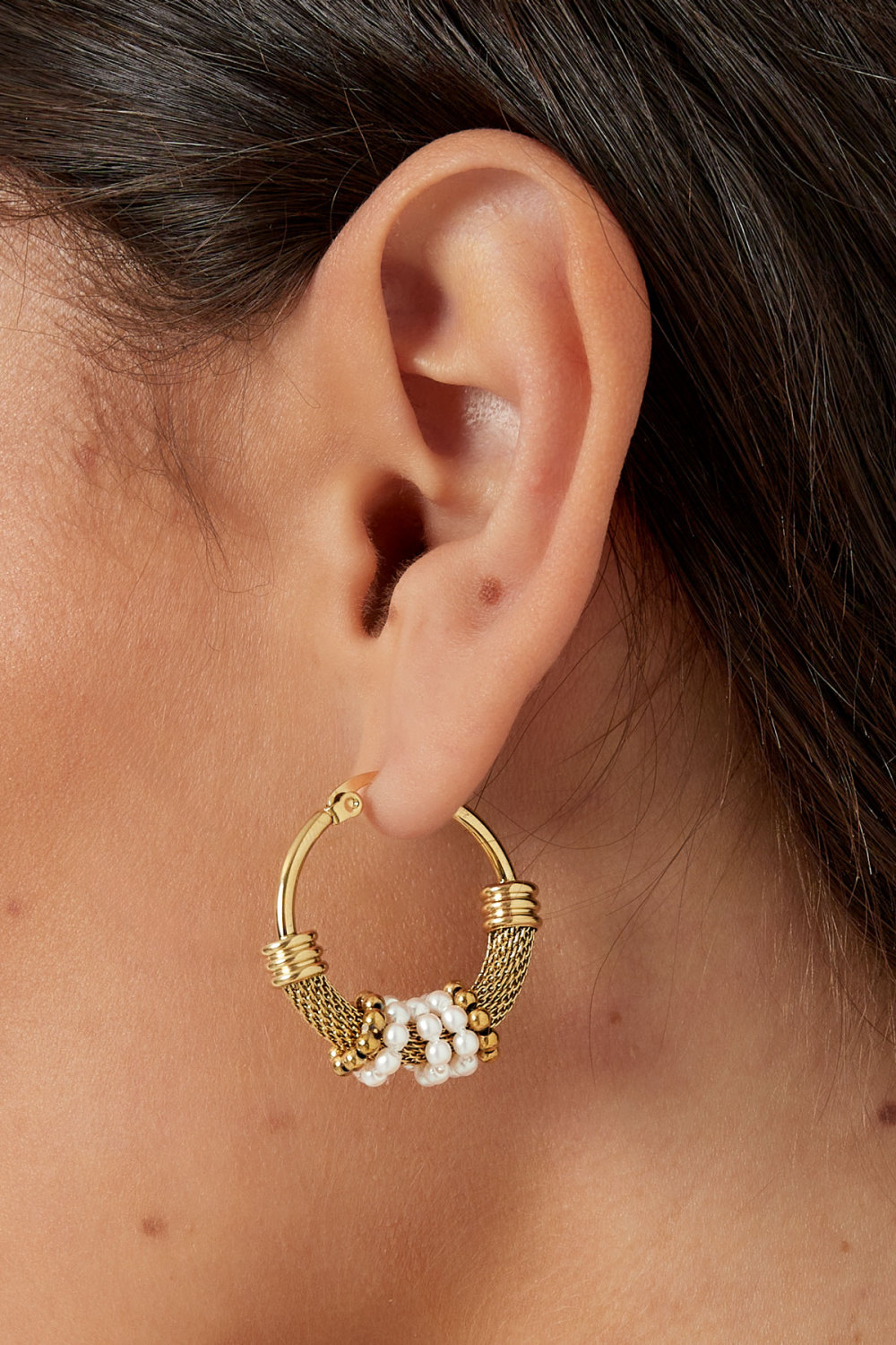 Boucles D'oreilles Bohème Perle - Doré h5Image3