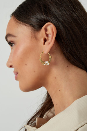 Boucles D'oreilles Bohème Perle - Doré h5 Image4