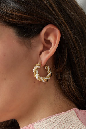 Boucle D'oreille Torsadée Perle Party - Doré h5 Image3