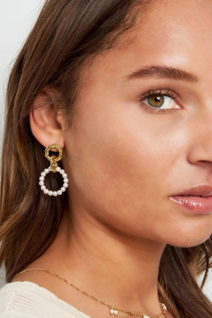 Boucle D'oreille Avec Pendentif Perle Ronde h5 Image4