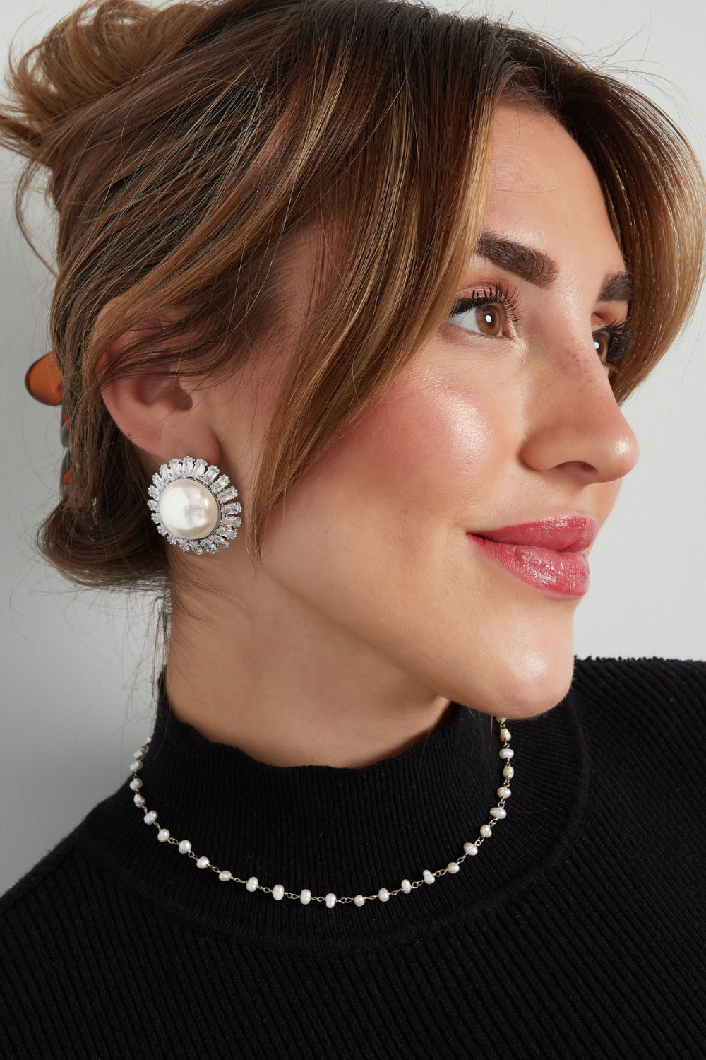 Boucles D'couleur Oreilles Fleur Scintillante Couleur Or - Zircon Cuivre Image4