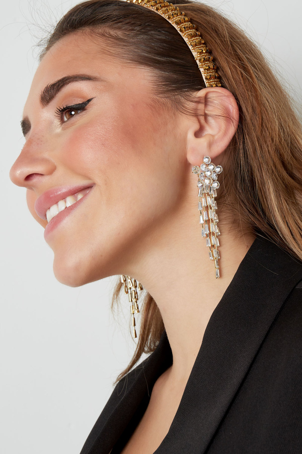Boucles D'couleur Oreilles Étoile Scintillante Couleur Or - Zircon Cuivre h5Image4