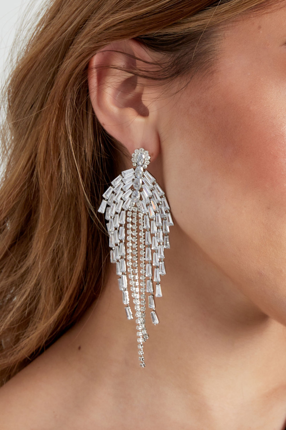 Boucles D'oreilles Scintillantes Accroche-Regard Argent - Cuivre Zircon h5Image3