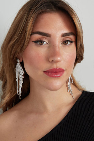 Boucles D'oreilles Scintillantes Accroche-Regard Argent - Cuivre Zircon h5 Image4
