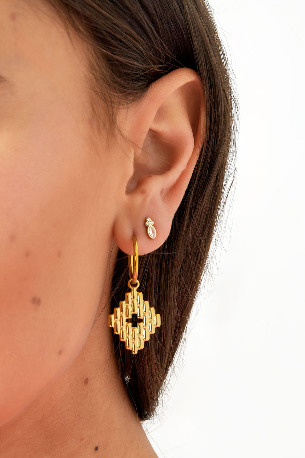 Boucles D'oreilles Clous Look Vintage Avec Pierres Image2