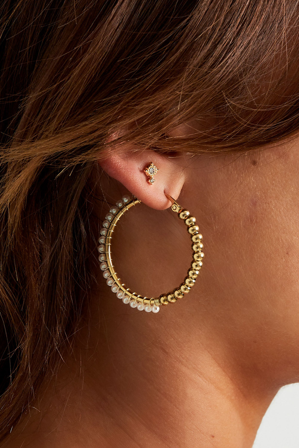 Boucle D'oreille Chic Avec Double Strass Image3