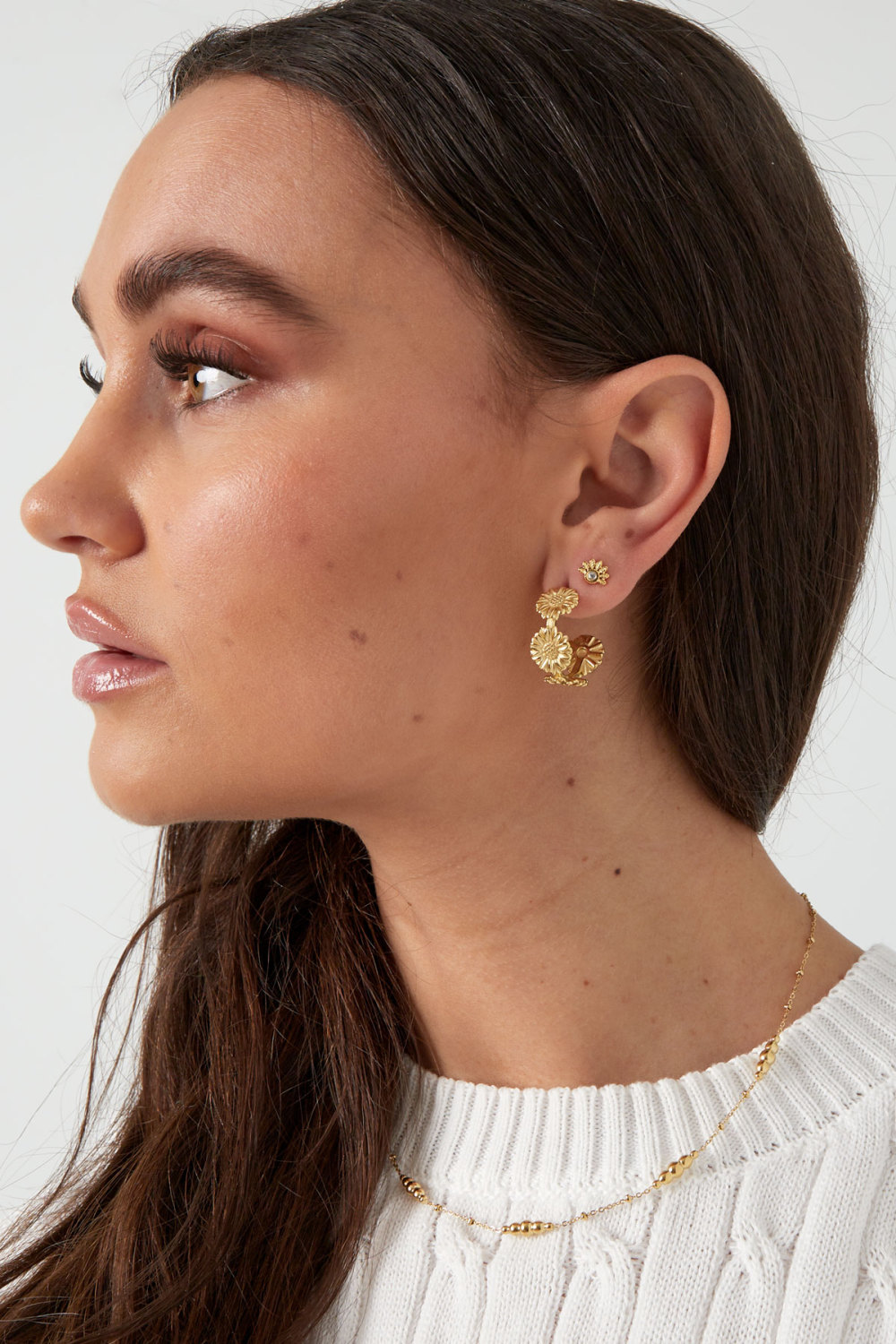 Boucles D'oreilles Demi-Fleur Avec Diamant Image2