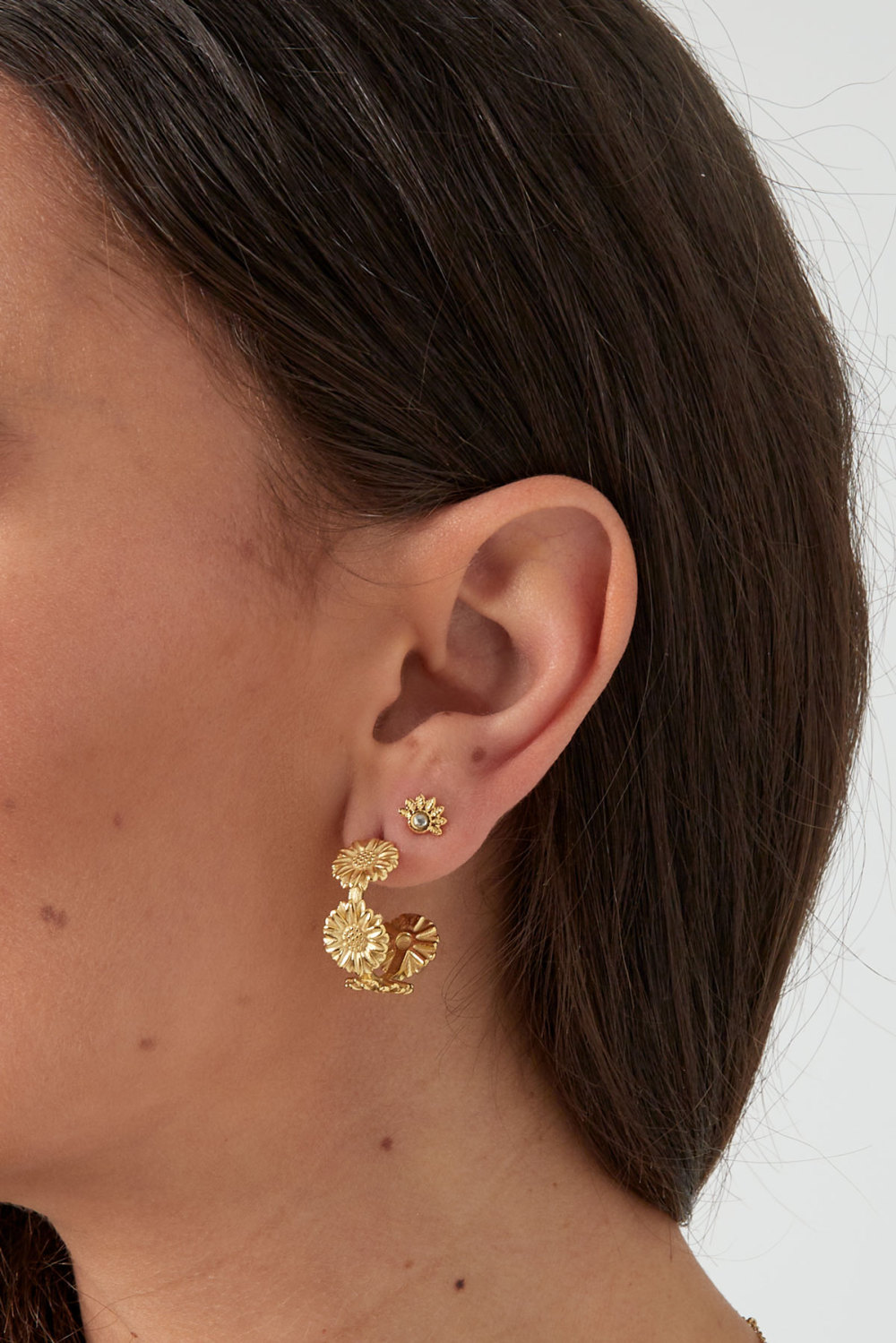 Boucles D'oreilles Demi-Fleur Avec Diamant Image3