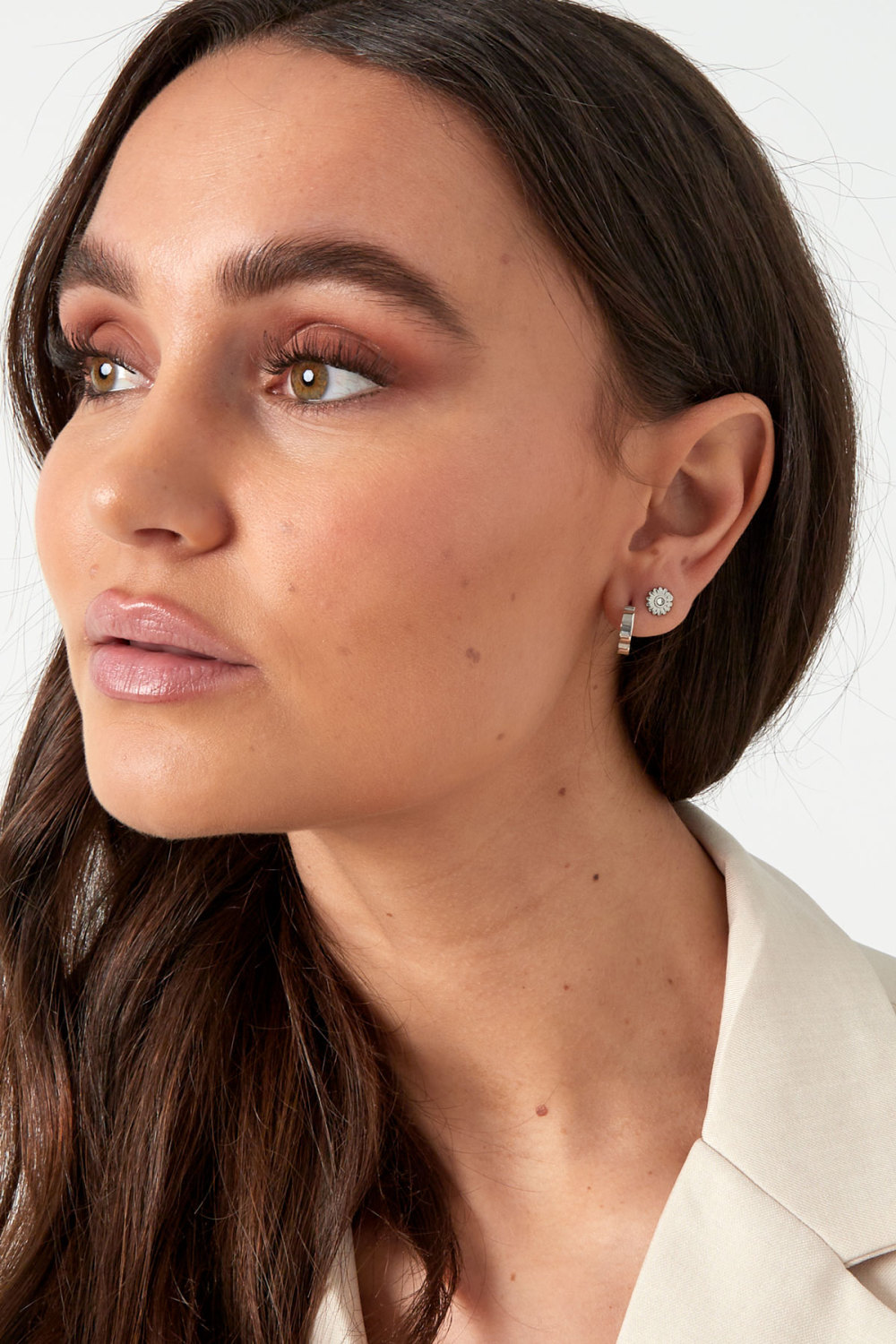 Boucle D'oreille Marguerite Avec Pierre - Doré Image2