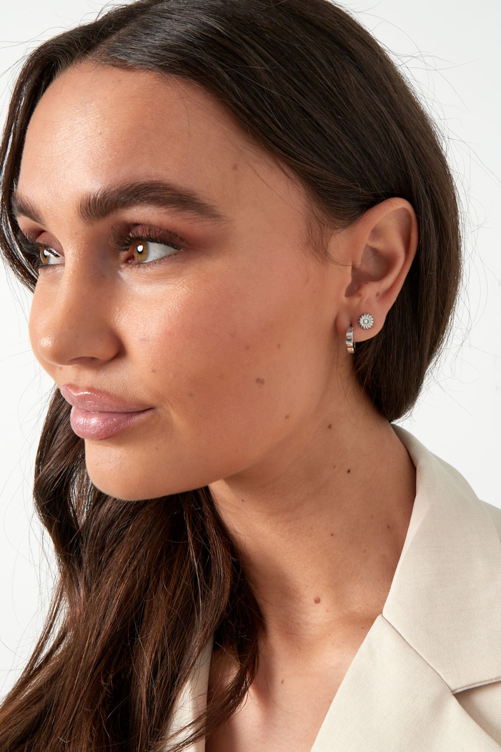 Boucle D'oreille Marguerite Avec Pierre - Doré Image4