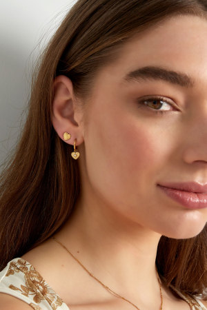Boucles D'oreilles Forme Coeur Avec Motif - Doré h5 Image2
