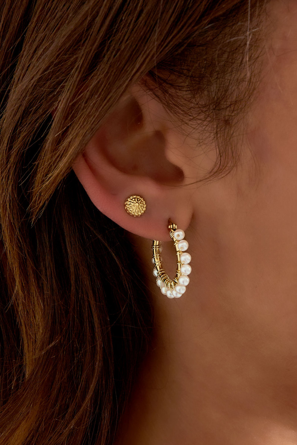 Petites Boucles D'oreilles Puces Rondes Chics Avec Motif Image2