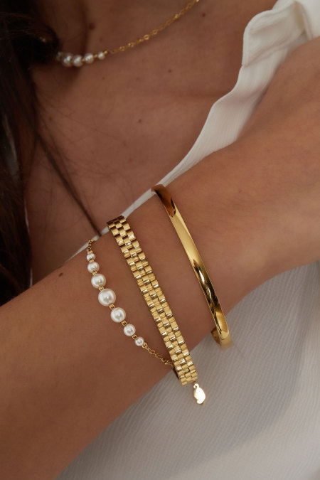 Bracelet de fête en perles - doré 2