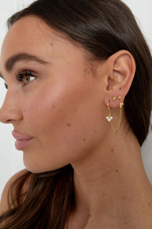 Boucle D'oreille Double Avec Palme Et Perle h5 Image2