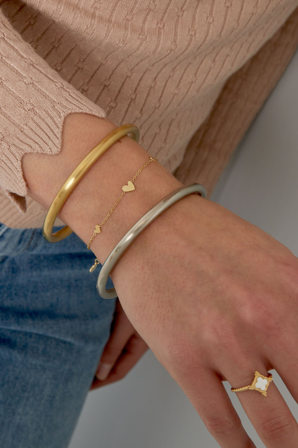 Bracelet Classique Avec Coeurs - Acier Inoxydable Image2