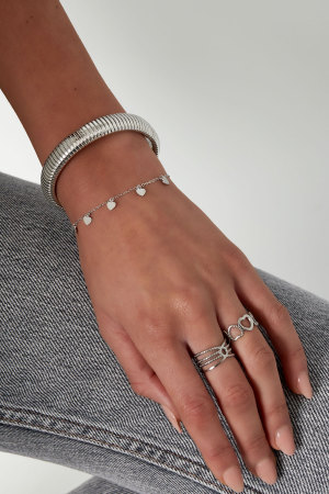 Bracelet Simple Avec Pendentifs En Forme De Coeur - Doré h5 Image3