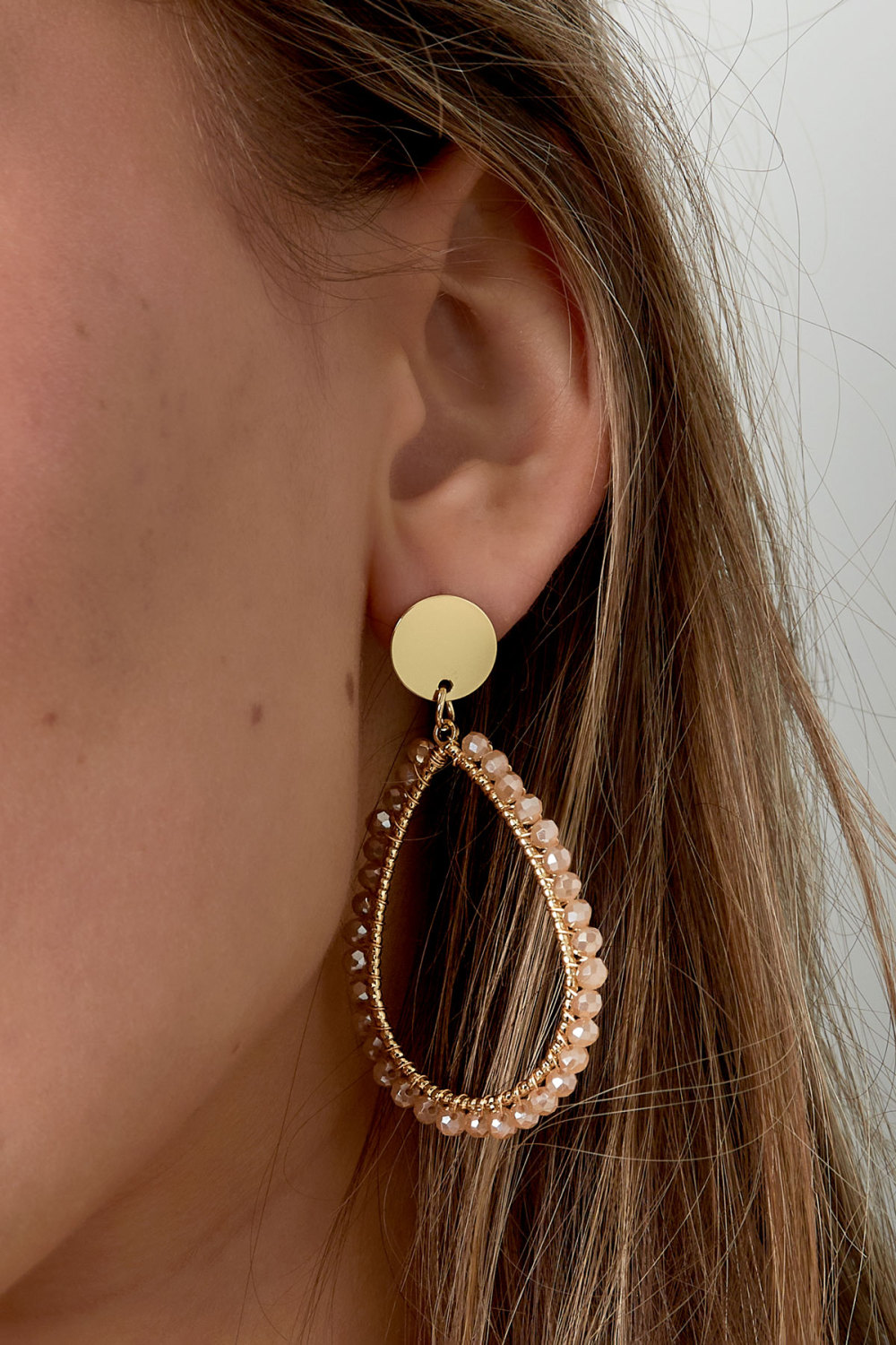 Boucles D'oreilles Ovales Pastel - Beige Doré h5Image7