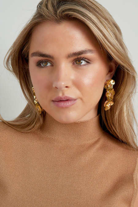 Boucles d'oreilles trio florales estivales - doré 2