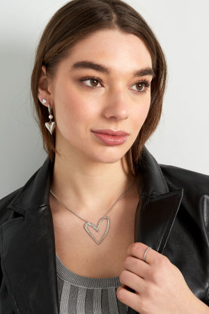 Boucle D'oreille Avec Pendentif Perle Et Coeur - Doré h5 Image2