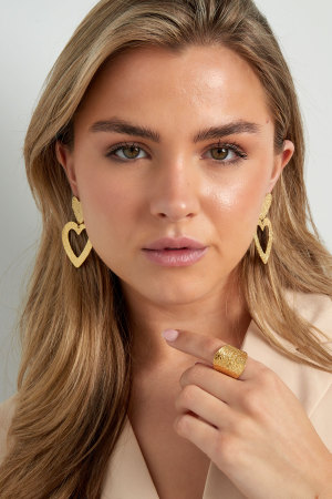 Boucles D'oreilles Structure Coeur - Doré h5 Image2
