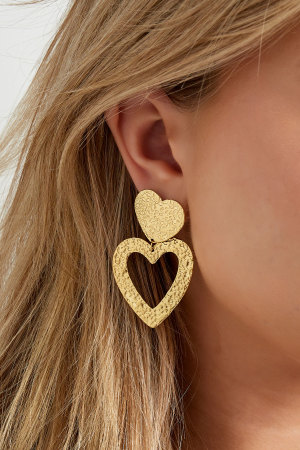 Boucles D'oreilles Structure Coeur - Doré h5 Image3