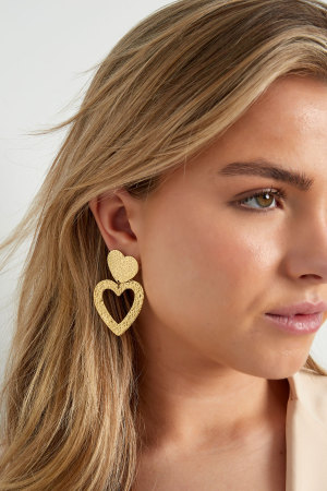 Boucles D'oreilles Structure Coeur - Doré h5 Image4