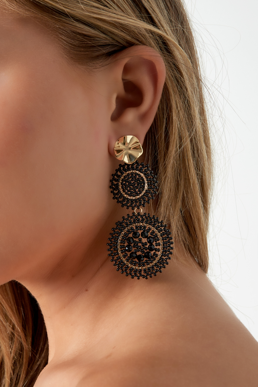 Boucles D'couleur Oreilles Tournesol Verre - Couleur Or Blanc h5Image3