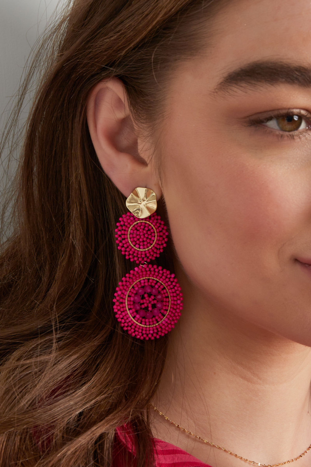 Boucles D'couleur Oreilles Tournesol Verre - Couleur Or Blanc h5Image4