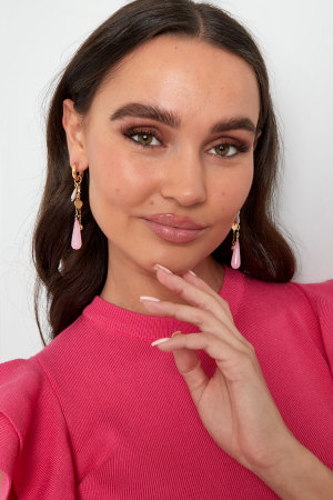 Boucles D'oreilles La Vie Est Belle - Rose Violet h5 Image4