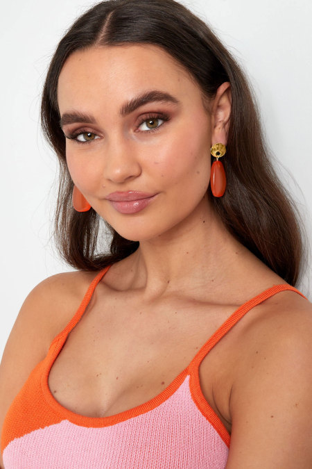 Boucles d'oreilles rondes et ovales - vert/doré 2